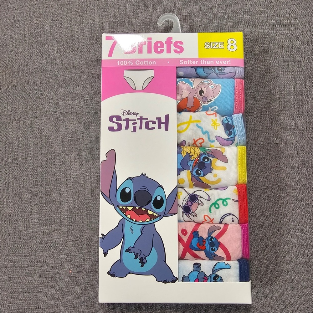 Disney Stitch Girls Briefs Size 8 7 Pack Cotton Underwear Handcraft Multicolor